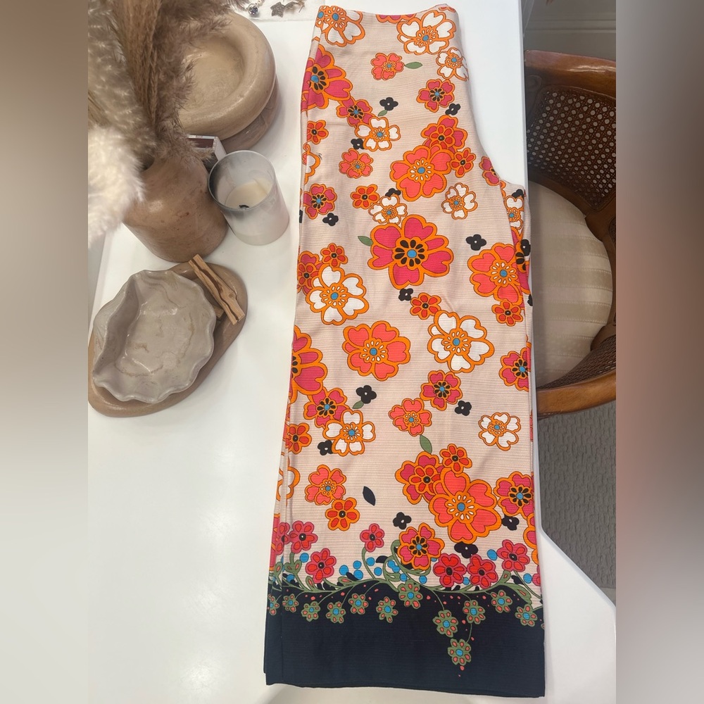 Trina Turk Floral Print Pants - Orange, Red, Black